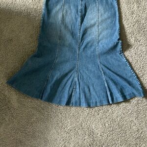 Wmns Y2k / 90s Vintage RALPH LAUREN Blue Denim Flare Jean Midi Skirt Sz 12